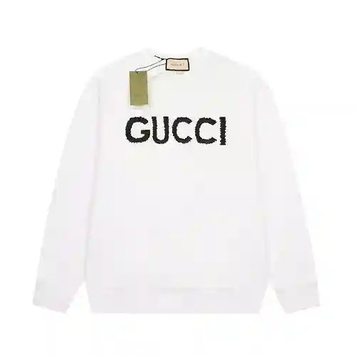 Sudadera con cuello redondo y bordado tridimensional Gucci 24ss blanco