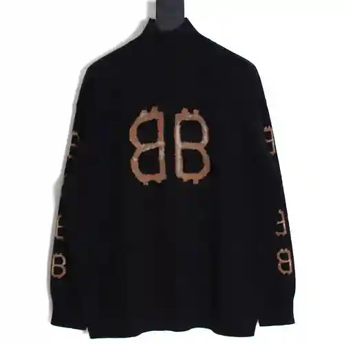 BLCG Balenciaga 23FW Bitcoin suéter de cuello alto teñido con barro