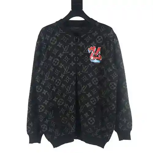 Cárdigan con cremallera y estampado de grafitis para presbicia en jacquard LV 23Fw