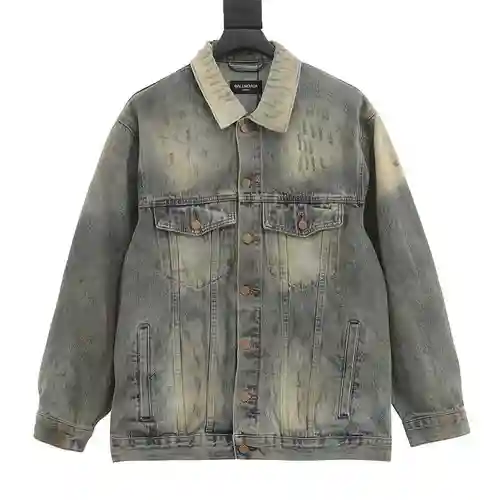 Blcg 23FW chaqueta vaquera con letras desgastadas pintadas con spray