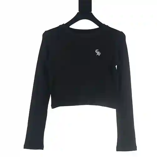 Camiseta de manga larga con bordado de gofres Crow Heart CH 23FW