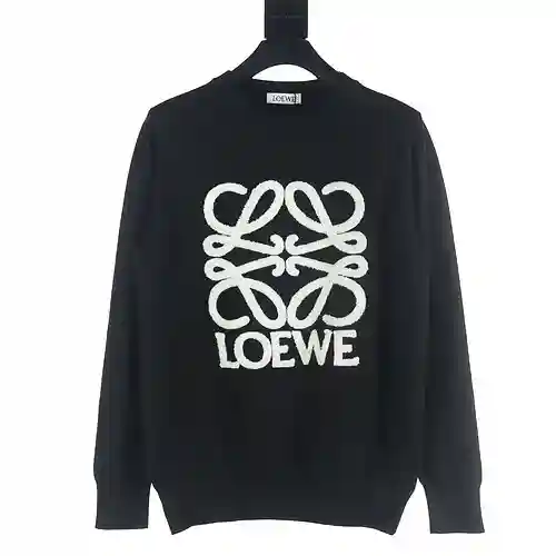 Loe*we/Luo Yiwei 23Fw suéter con cuello redondo y logo grande bordado con toalla