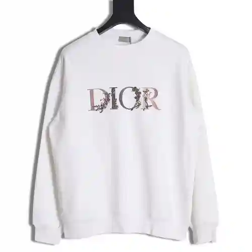 CD/Dior 23Fw sudadera con cuello redondo y letra floral degradada bordada