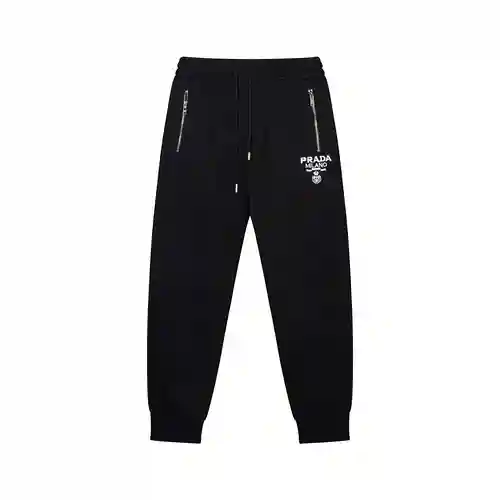 Pra*da/Prada 23Fw logo bordado en el bolsillo trasero con cremallera y pantalones deportivos tipo le