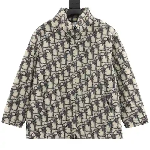 Chaqueta de lana de cordero con CD y estampado integral