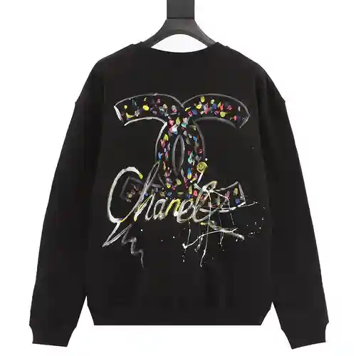 CHA*NEL / Sudadera de cuello redondo pintada a mano color Chanel
