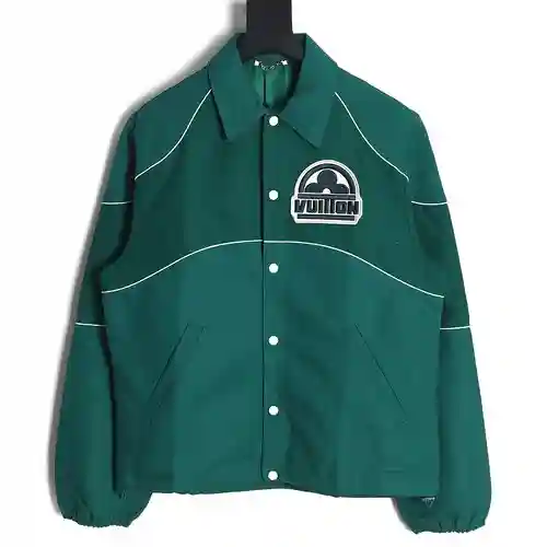 LV Louis Vuitton 23FW LV chaqueta béisbol verde con trébol de cuatro hojas