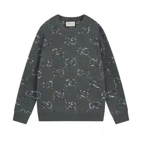 Gu * ccl / Gucci 23F nuevo suéter casual de cuello redondo de jacquard con estampado degradado, mism