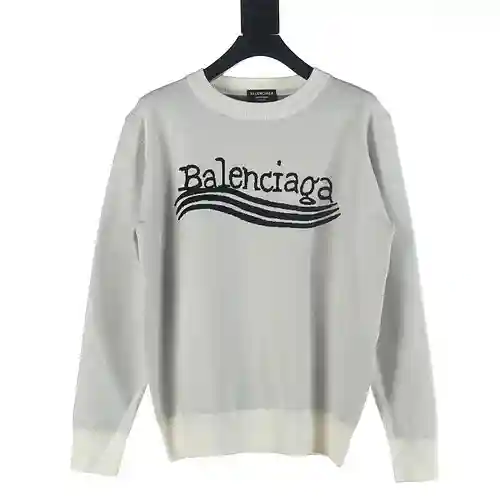 Balenciaga BLCG 23Fw suéter con cuello redondo en jacquard con letras moteadas onduladas