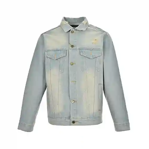 LV/Louis Vuitton 23Fw chaqueta vaquera con letras en la espalda estrellada y diamantes calientes