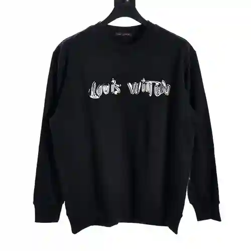 sudadera LV con estampado de graffiti y cuello redondo