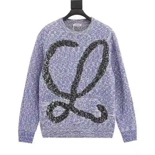 Loe*we/Luo Yiwei 23Fw suéter de punto con cuello redondo y logo grande