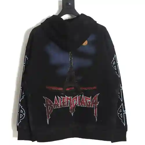 BLCG Balenciaga 23FW chaqueta con capucha y cremallera de hierro invertido
