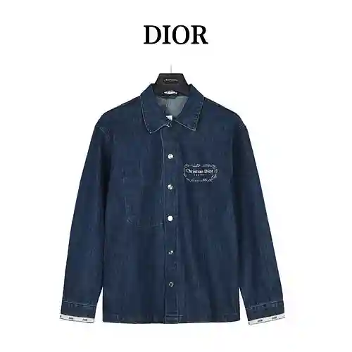 CD/Dior 23Fw pintura al óleo chica denim camisa de mezclilla chaqueta