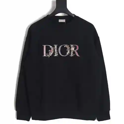 CD/Dior 23Fw sudadera con cuello redondo y letra floral degradada bordada