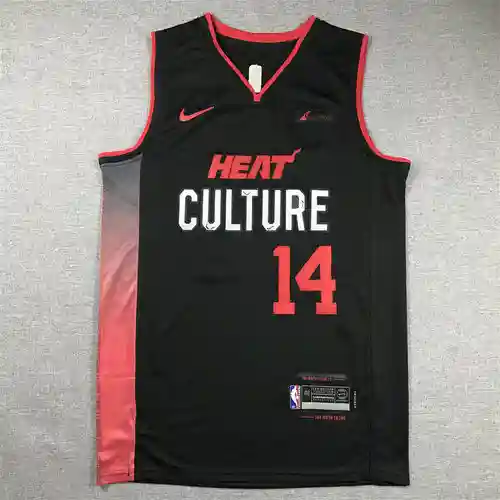Heat No. 14 Tyler Herro Black 24 Camiseta bordada de edición para fanáticos de nueva temporada