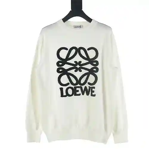 Loe*we/Luo Yiwei 23Fw suéter con cuello redondo y logo grande bordado con toalla