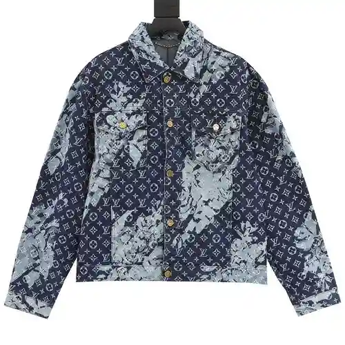 1V 23FW chaqueta vaquera con estampado integral y botonadura sencilla
