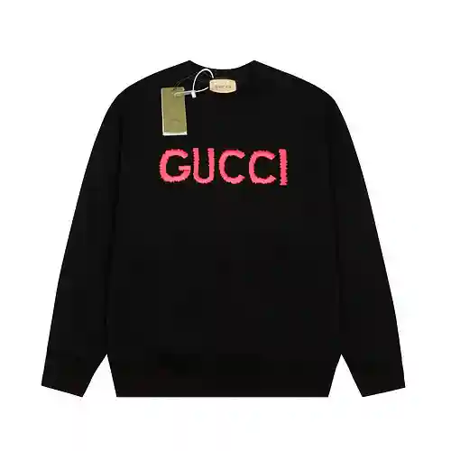 (Arriba) Sudadera con cuello redondo y bordado tridimensional Gucci 24ss negro