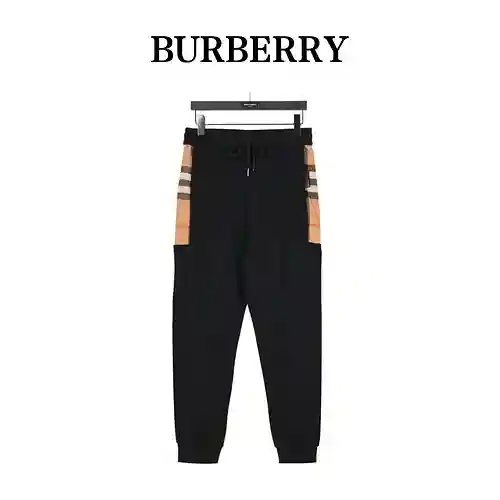 BBR/Burberry pantalones clásicos de algodón con patchwork a cuadros laterales
