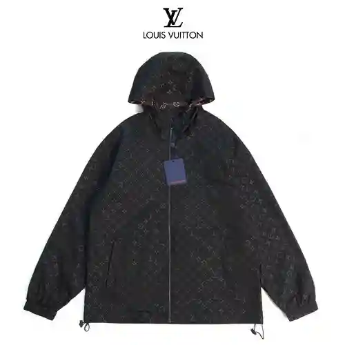 Chaqueta y chaqueta con capucha y estampado oscuro en jacquard con estampado integral LV/Louis Vuitt