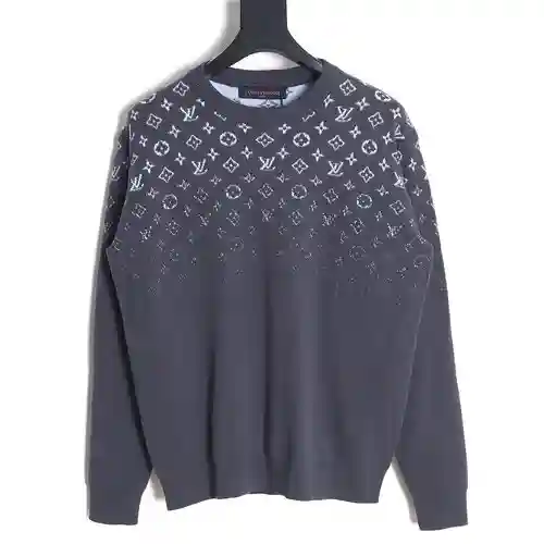 Jersey con cuello redondo y estampado semidegradado LV Louis Vuitton 23FW