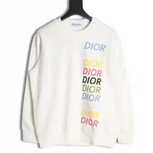 CD Dior 23FW sudadera con cuello redondo y logo colorido estampado