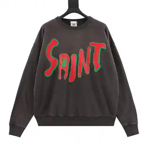 SAINT*MICHAEL 23FW Sudadera con cuello redondo y estampado de letras MX6 en rojo y verde graffiti