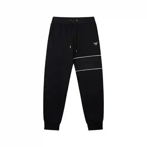 Pra*da/Prada 23Fw costuras con logo triangular de metal y pantalones deportivos con mallas gruesas d
