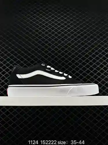 Vans Oficial Blanco y Negro Moda Rayas Laterales Retro Zapatos de Hombre Zapatillas Bajas de Moda/Mo