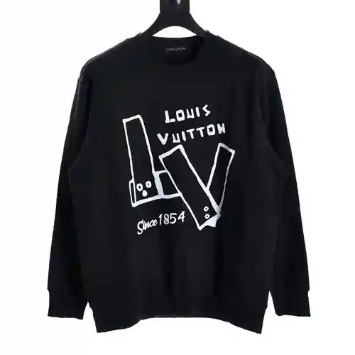 sudadera LV con estampado de bloques de construcción y cuello redondo