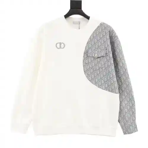 sudadera con cuello redondo y patchwork con bordado CD