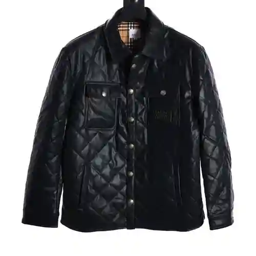 Chaqueta de algodón con pinza para la ropa de cuero con diamantes y bolsillo con solapa BBR
