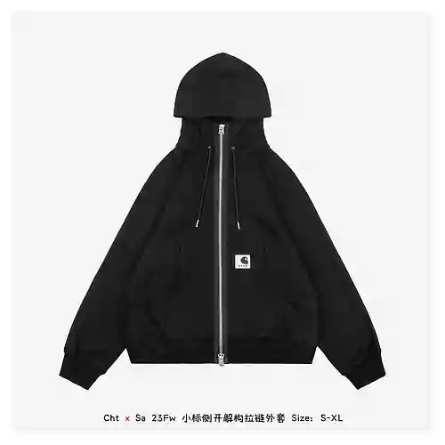 Cht x Sa 23Fw chaqueta deconstruida con cremallera y abertura lateral con etiqueta pequeña