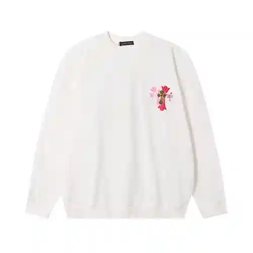 CH/Cro Heart Sudadera colorida con cuello redondo y estampado cruzado superpuesto, el mismo estilo p