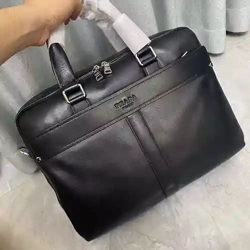 Maletín PRA@DA para hombre, fabricado en cuero original importado de primera calidad, versión réplic