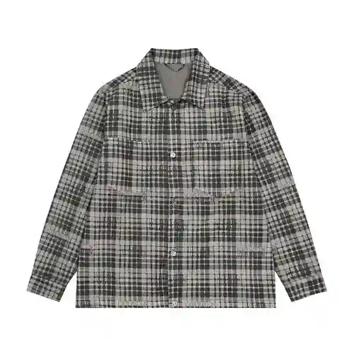 Camisa larga a cuadros con letras LV/Louis Vuitton 23ss