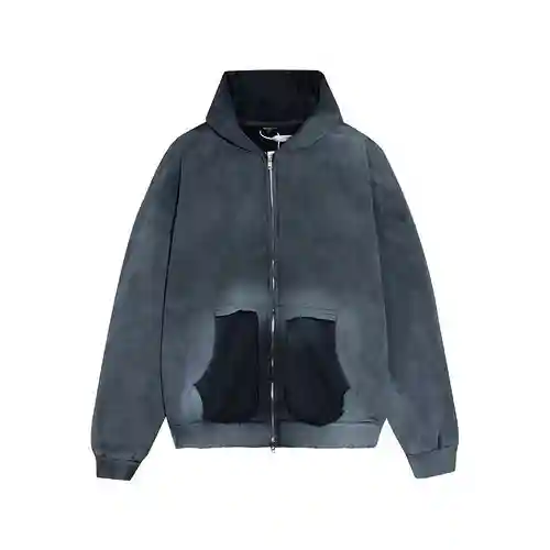 BLCG/Paris nueva chaqueta con cremallera con capucha y cinta amarilla degradada estampada