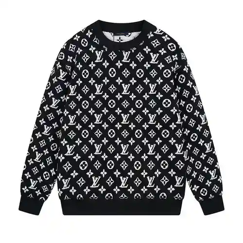 Sudadera informal con cuello redondo engrosada y acolchada de jacquard con estampado integral LV Lou