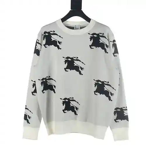 Burberry BBR 23Fw suéter con cuello redondo en jacquard con diseño de caballo de guerra