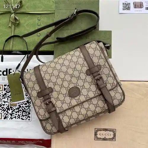 Bolso bandolera GUCC para hombre, elaborado en cuero original importado de primera calidad, versión 