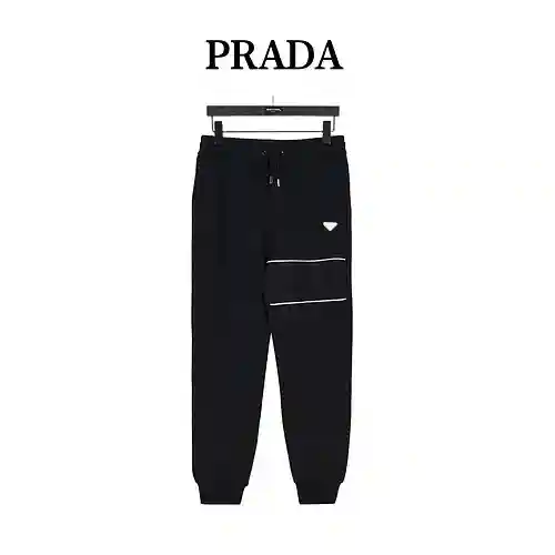 Pra*da/Prada costuras con logo triangular de metal y pantalones tipo leggings de terciopelo