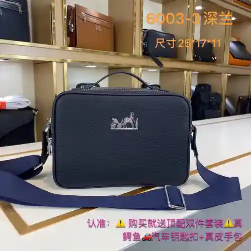 Bolso bandolera Hermès para hombre, fabricado en piel de vacuno original importada, alta calidad, en