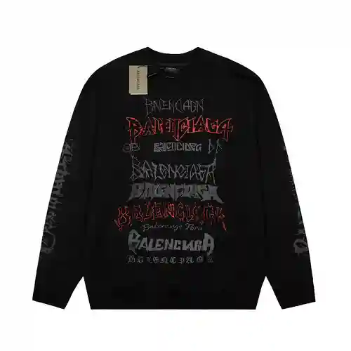 (Arriba) Sudadera Balenciaga con cuello redondo y letras sánscritas negro