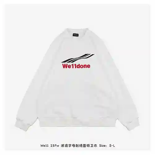 We11 23Fw sudadera con cuello redondo y letra ondulada bordada