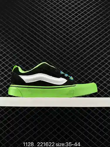 Zapatos de pan Vans Classics Knu Skool Zapatos de pan negros y verdes versión gruesa oficial de Vans