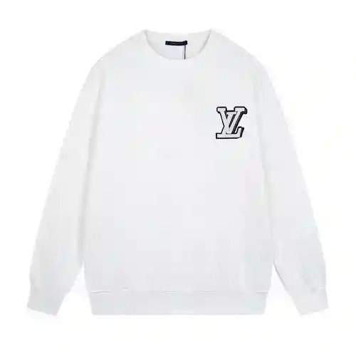 Sudadera informal de terciopelo con cuello redondo y logo de cuero bordado LV Louis Vuitton