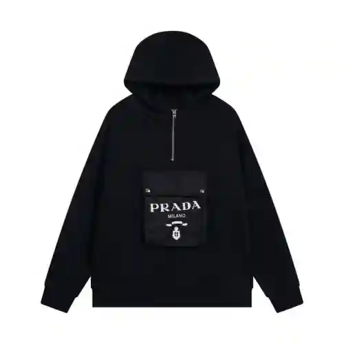 PRA * DA Prada SS23 otoño e invierno nuevo estilo bolsillo metal triángulo logo cremallera sudadera 