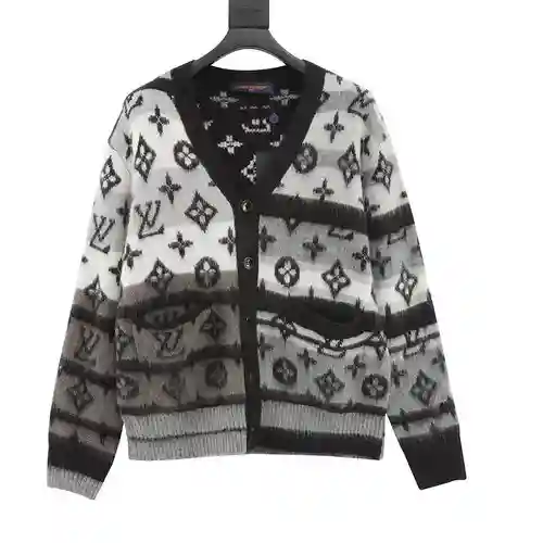 1V 23FW Cárdigan de lana mohair estampado integral