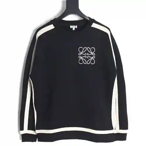 LOE*WE 23FW cinta con logo bordado y sudadera de terciopelo con cuello redondo